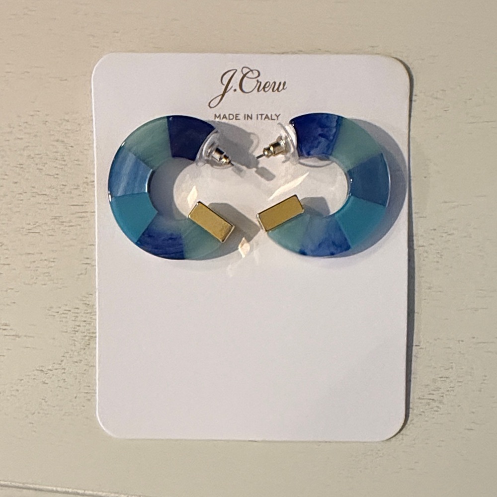 J. Crew Multicolor Blue and Gold Earrings NWT